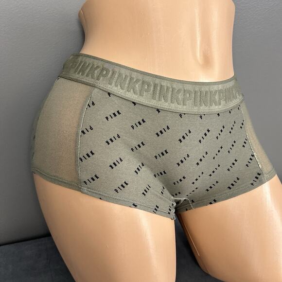 Pink Victoria's Secret Boyshort Boxer 2018 Medium Olive Green Panties Panty New - Picture 2 of 10